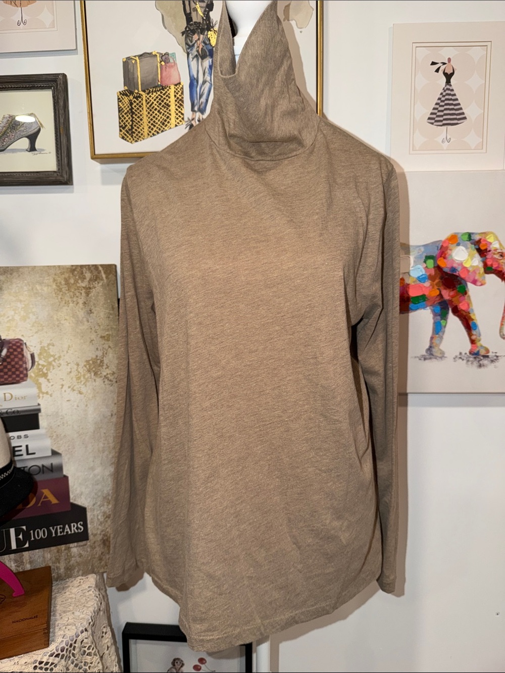 J. Crew Women's Taupe turtleneck Long-Sleeve blouse